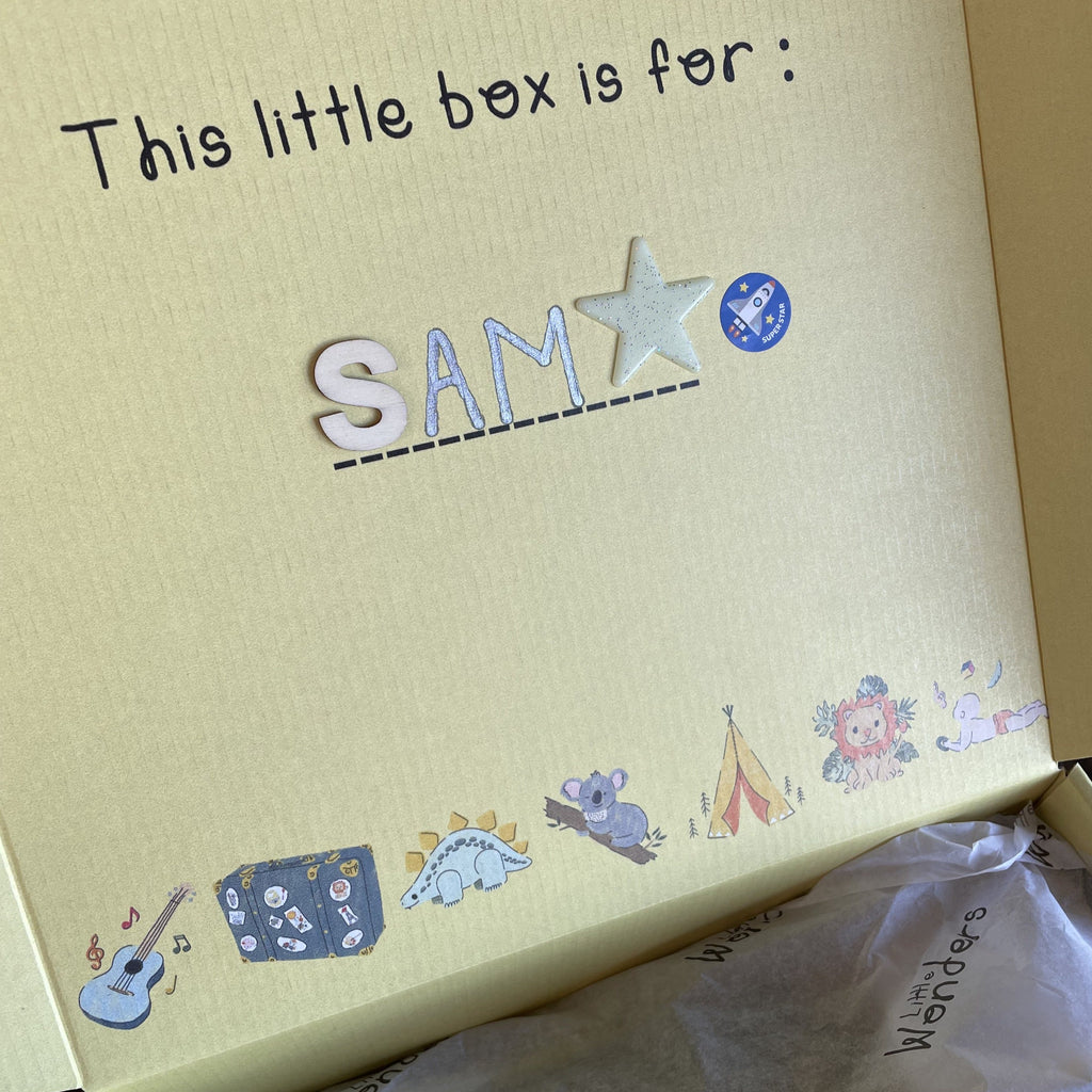Personalised gifts - gift box - customised box - best children’s present - ecofriendly - made in Melbourne - no plastic - plastic free - hand written - Eco - Plastic Free Eco - essentials for mum - beautiful gift - suitable for mum and baby - support local  - keepsake box - limited edition