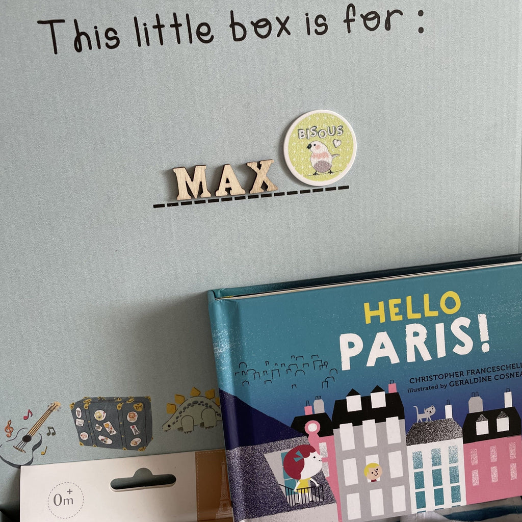 Personalised gifts - gift box - customised box - best children’s present - ecofriendly - made in Melbourne - no plastic - plastic free - hand written - Eco - Plastic Free Eco - essentials for mum - beautiful gift - suitable for mum and baby - support local - French edition - keepsake box - limited edition