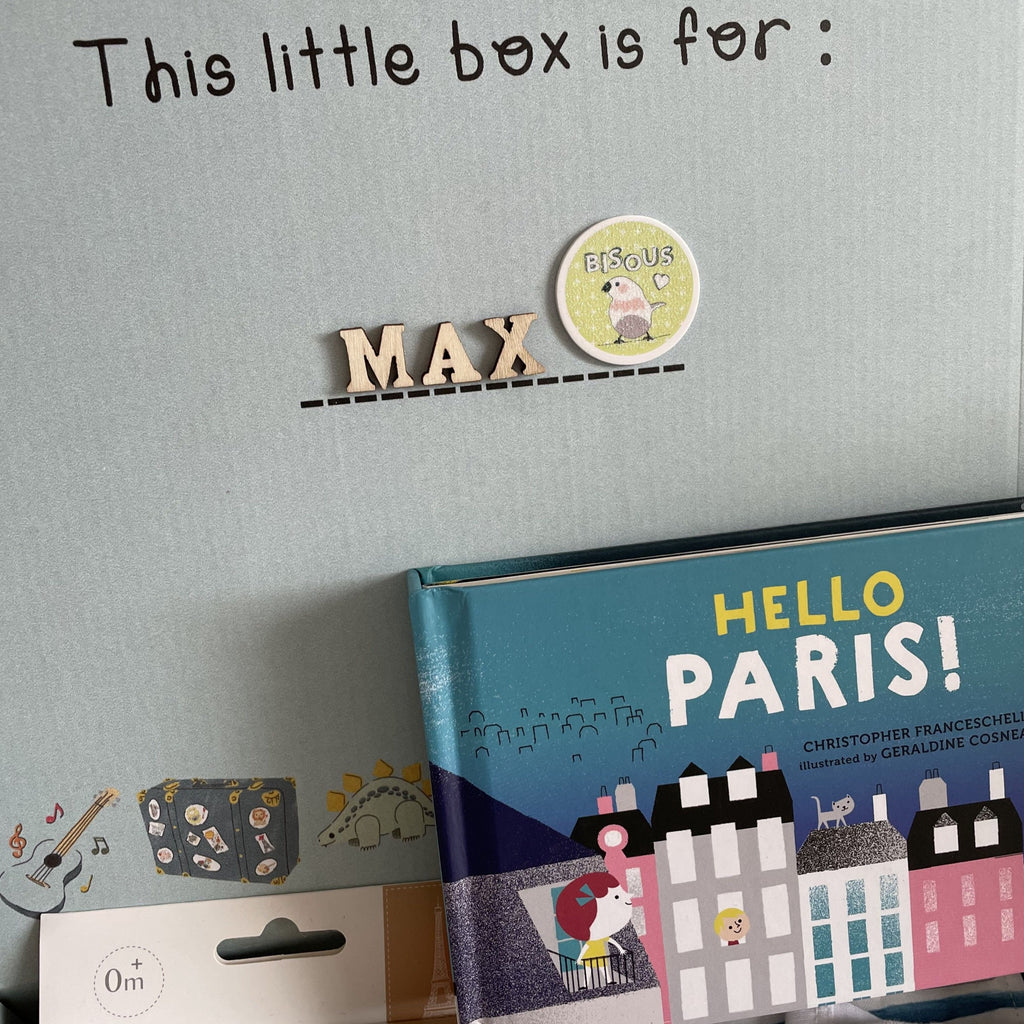 Personalised gifts - gift box - customised box - best children’s present - ecofriendly - made in Melbourne - no plastic - plastic free - hand written - Eco - Plastic Free Eco - essentials for mum - beautiful gift - suitable for mum and baby - support local - French edition - keepsake box - limited edition
