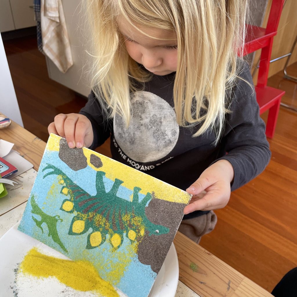 Sand Card - DIY activity - Arts and Crafts - Toddler Activity - Dinosaur Activity 
